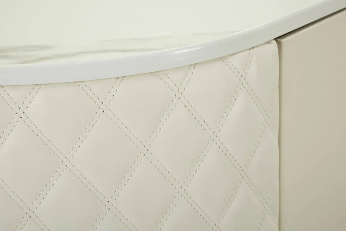 Madie|Credenze > Dmora Credenza bianca e oro 120x40x85h cm 2 ante e 4 cassetti - Grotte Oro, Bianco