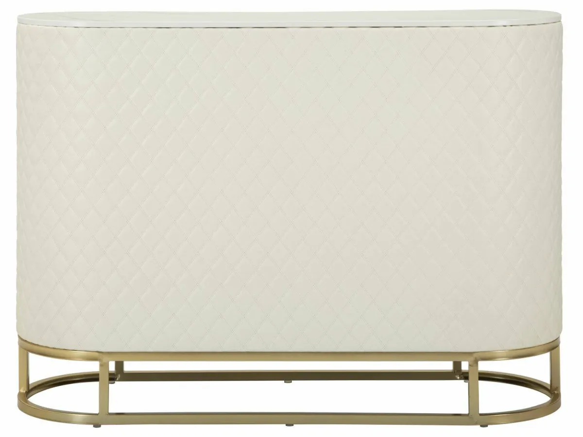 Madie|Credenze > Dmora Credenza bianca e oro 120x40x85h cm 2 ante e 4 cassetti - Grotte Oro, Bianco