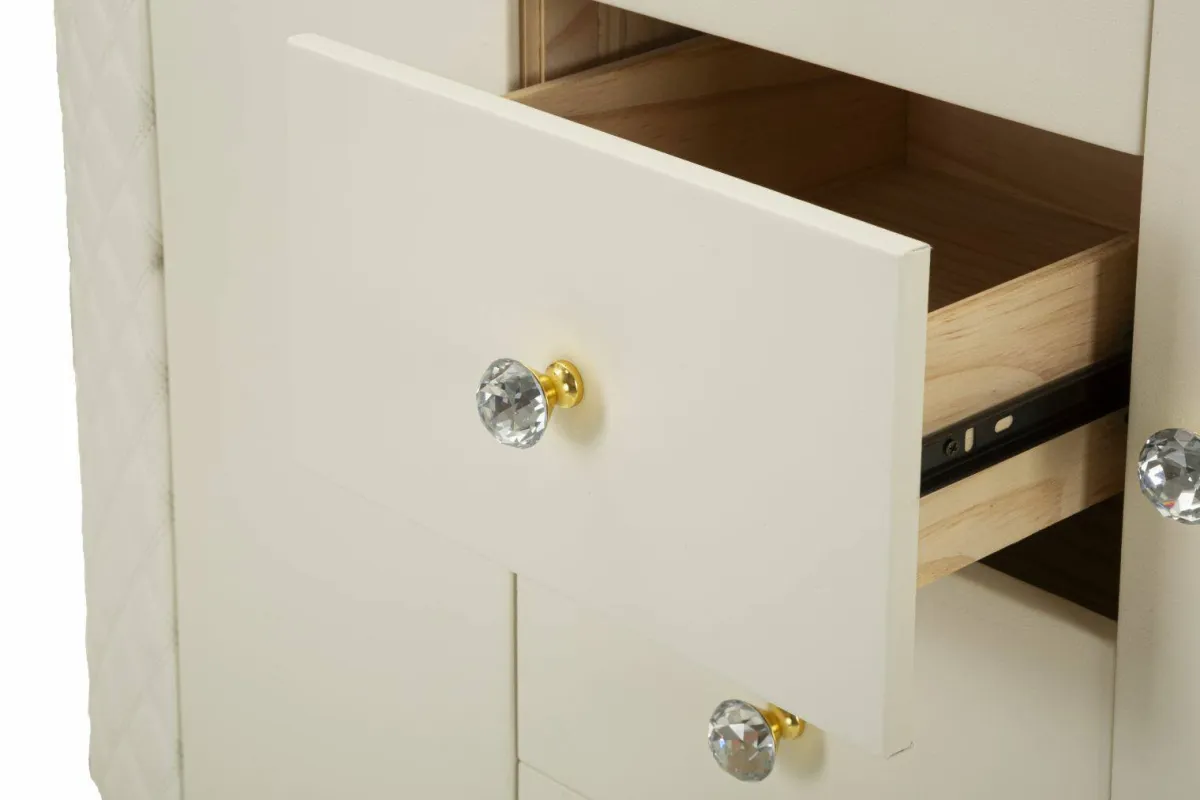 Madie|Credenze > Dmora Credenza bianca e oro 120x40x85h cm 2 ante e 4 cassetti - Grotte Oro, Bianco