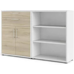 Credenza bianca e quercia 178x40x113h cm 2 ante e 2 cassetti - Albinea