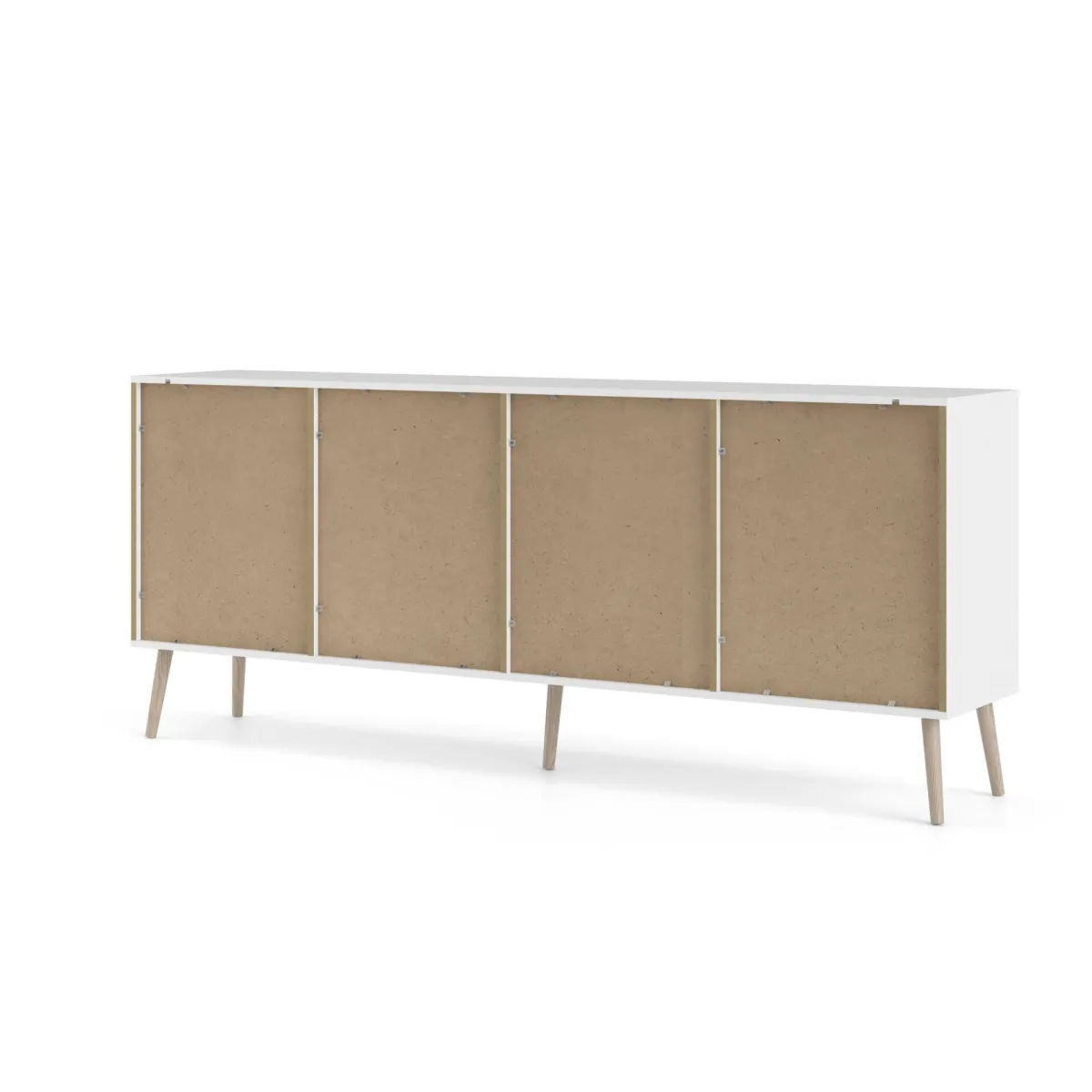 Madie|Credenze > Dmora Credenza bianca e quercia 195x39x81h cm 3 ante e 3 cassetti - Anima Marrone, Bianco Quercia