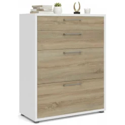 Credenza bianca e quercia 89x40x113h cm 4 cassetti - Anghiari