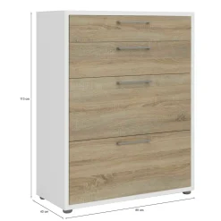 Credenza bianca e quercia 89x40x113h cm 4 cassetti - Anghiari
