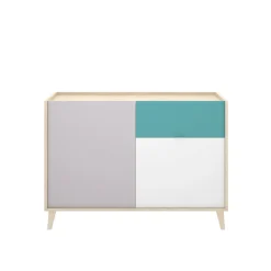 Cucina|Madie > Dmora Credenza bianca e rovere 108x40x126h cm 3 ante e 1 cassetto - Angstrom Marrone, Bianco Rovere