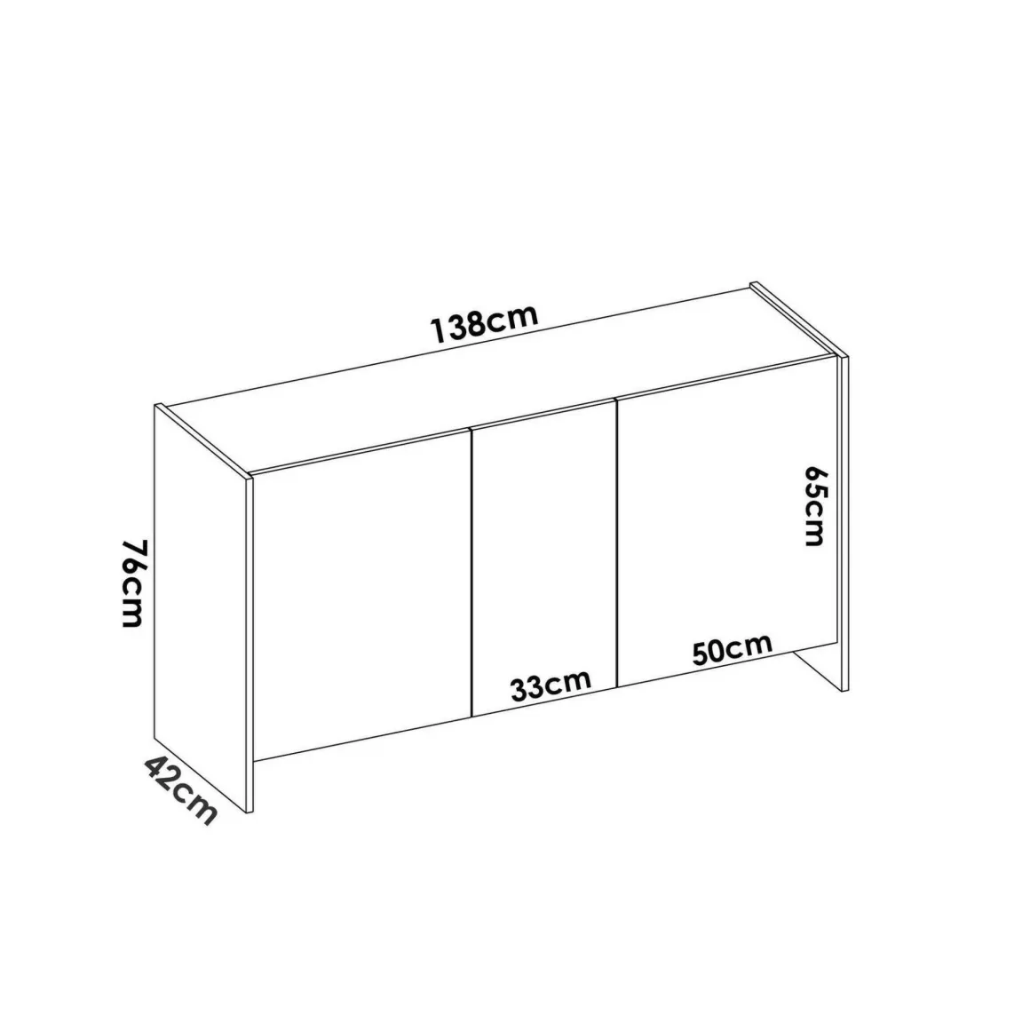 Credenza bianca e rovere 138x42x76h cm 3 ante - America