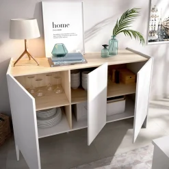Credenza bianca e rovere 138x42x76h cm 3 ante - America