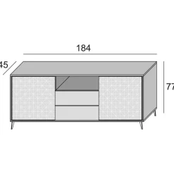 Credenza bianca e rovere 184x45x77h cm 2 ante e 2 cassetti - Azis