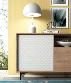 Credenza bianca e rovere 184x45x77h cm 2 ante e 2 cassetti - Azis