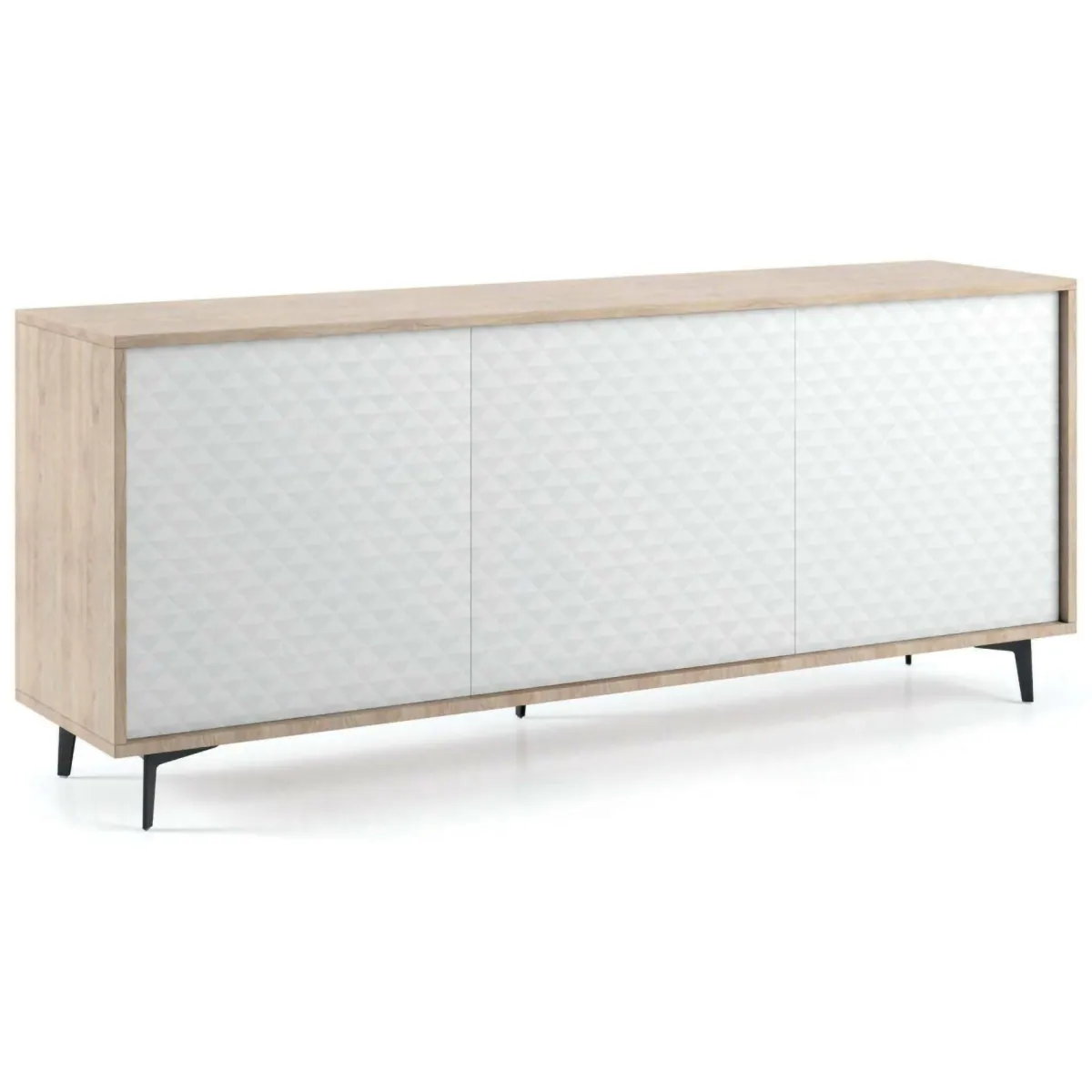 Cucina|Salotto > Dmora Credenza bianca e rovere 184x45x77h cm 3 ante - Aminda Marrone, Bianco Rovere