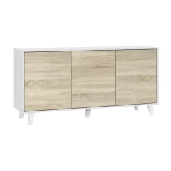 Cucina|Madie > Dmora Credenza bianca 154x41x75h cm 3 ante - Acrolorum Marrone Rovere, Bianco