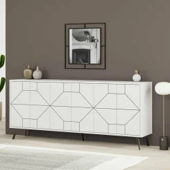 Credenza bianca 184x35x77h cm 6 ante - Africo
