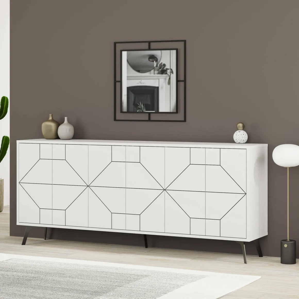 Credenza bianca 184x35x77h cm 6 ante - Africo