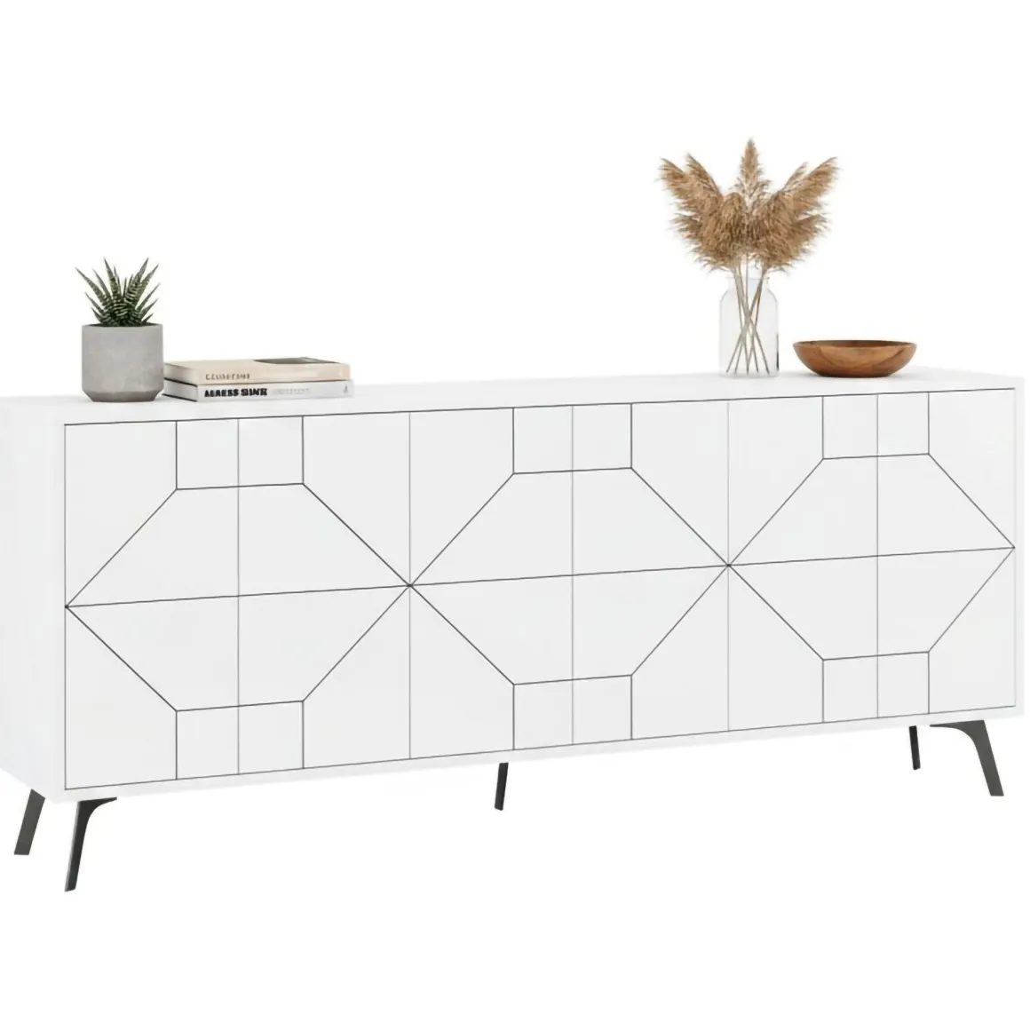 Credenza bianca 184x35x77h cm 6 ante - Africo