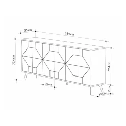 Credenza bianca 184x35x77h cm 6 ante - Africo
