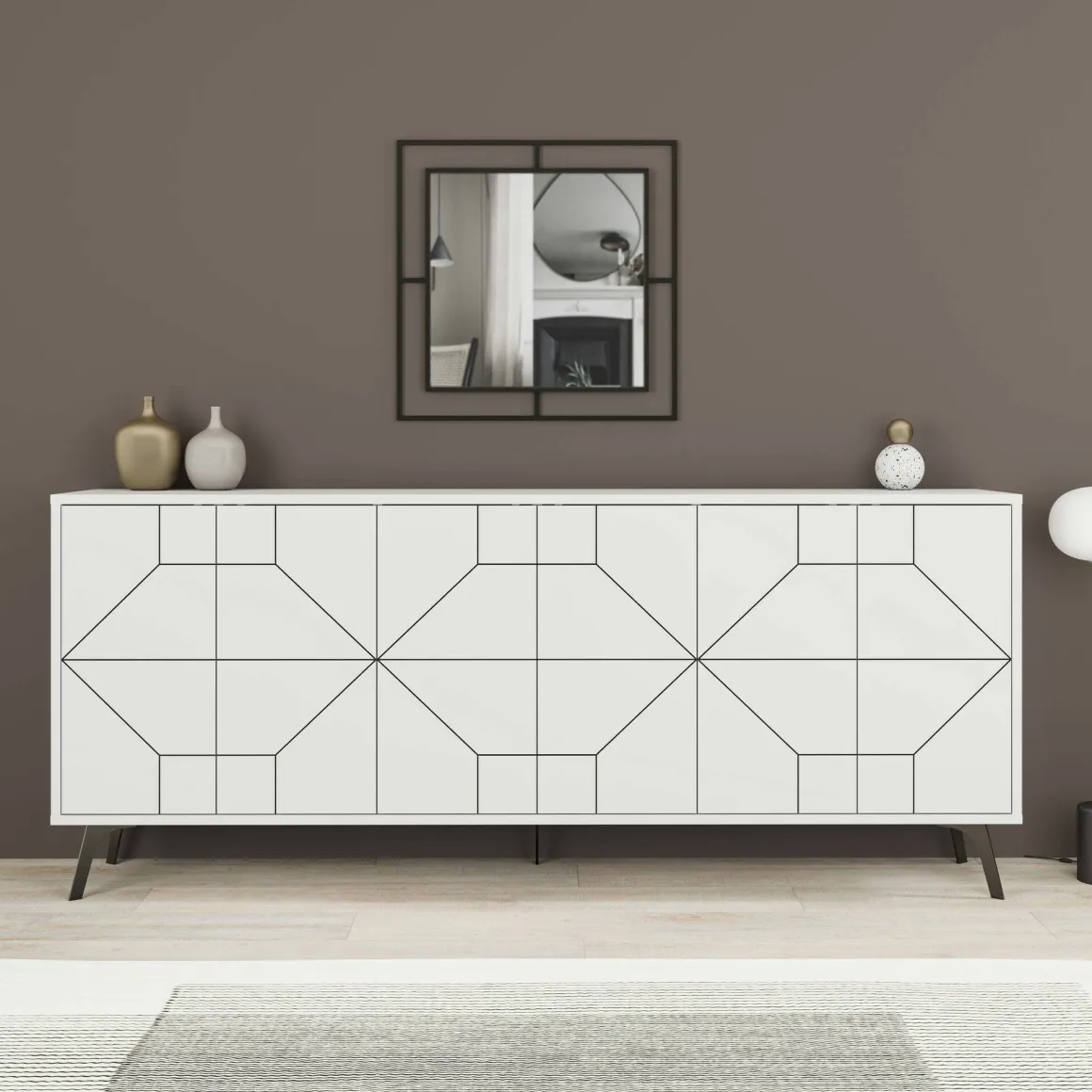 Credenza bianca 184x35x77h cm 6 ante - Africo