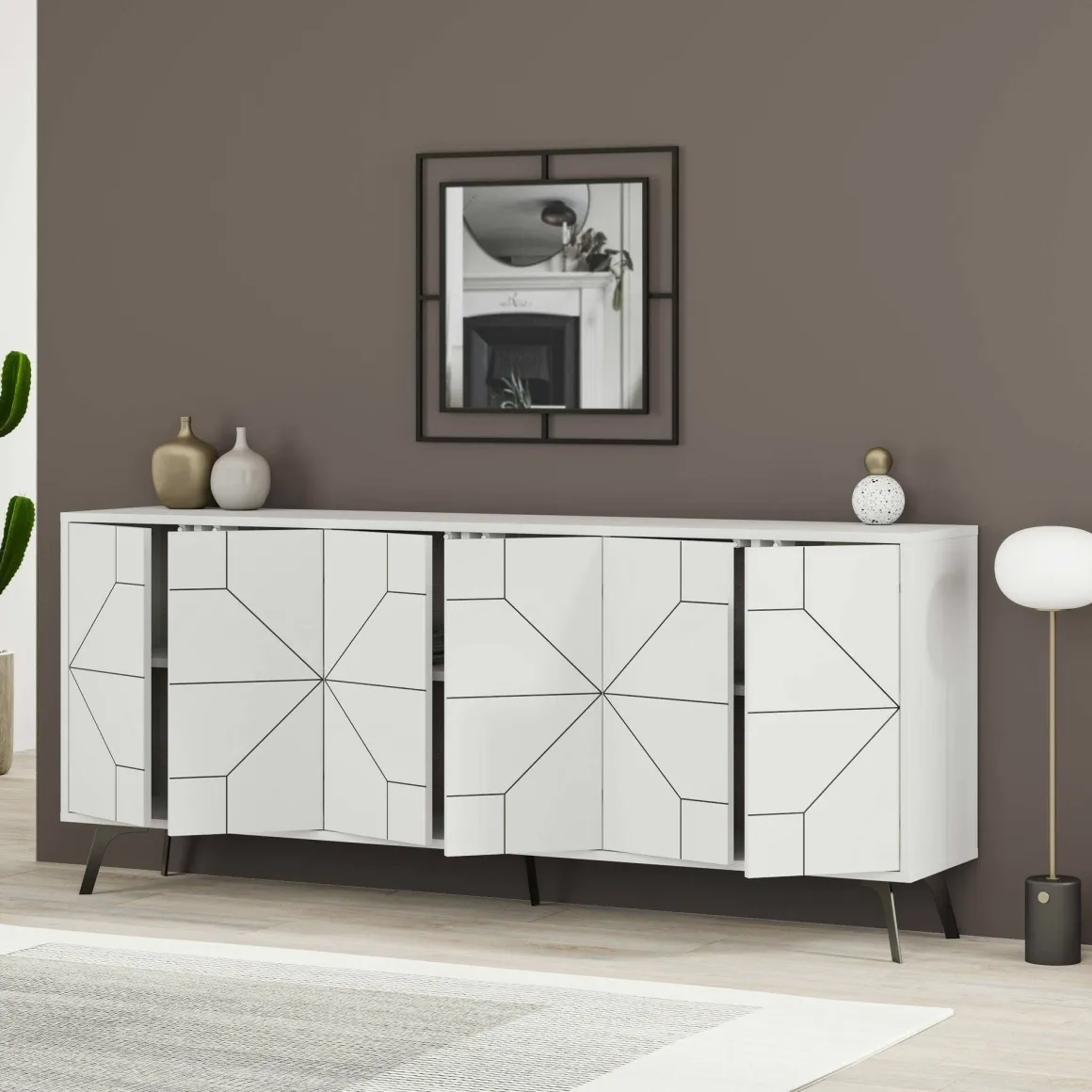 Credenza bianca 184x35x77h cm 6 ante - Africo