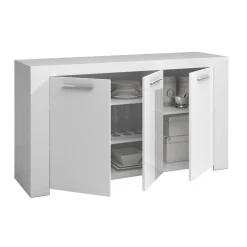 Cucina|Madie > Dmora Credenza bianca 144x42x80h cm 3 ante - Amaculi Bianco