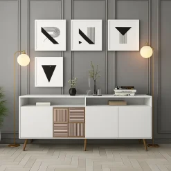Credenza bianca 180x35x78h cm 4 ante - Benjamin