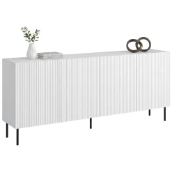 Madie|Credenze > Dmora Credenza bianca 200x42x82h cm 4 ante - Corana Bianco