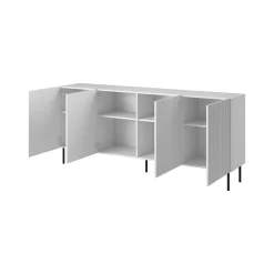 Madie|Credenze > Dmora Credenza bianca 200x42x82h cm 4 ante - Corana Bianco