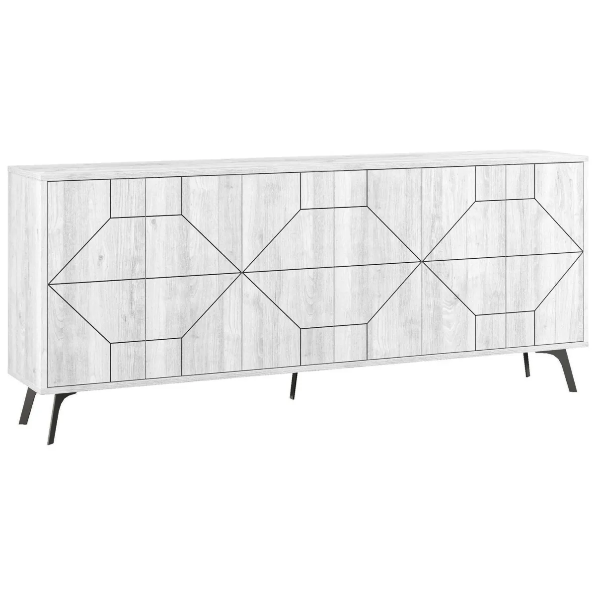 Madie|Credenze > Dmora Credenza bianca 184x35x77h cm 4 ante - Earl Bianco