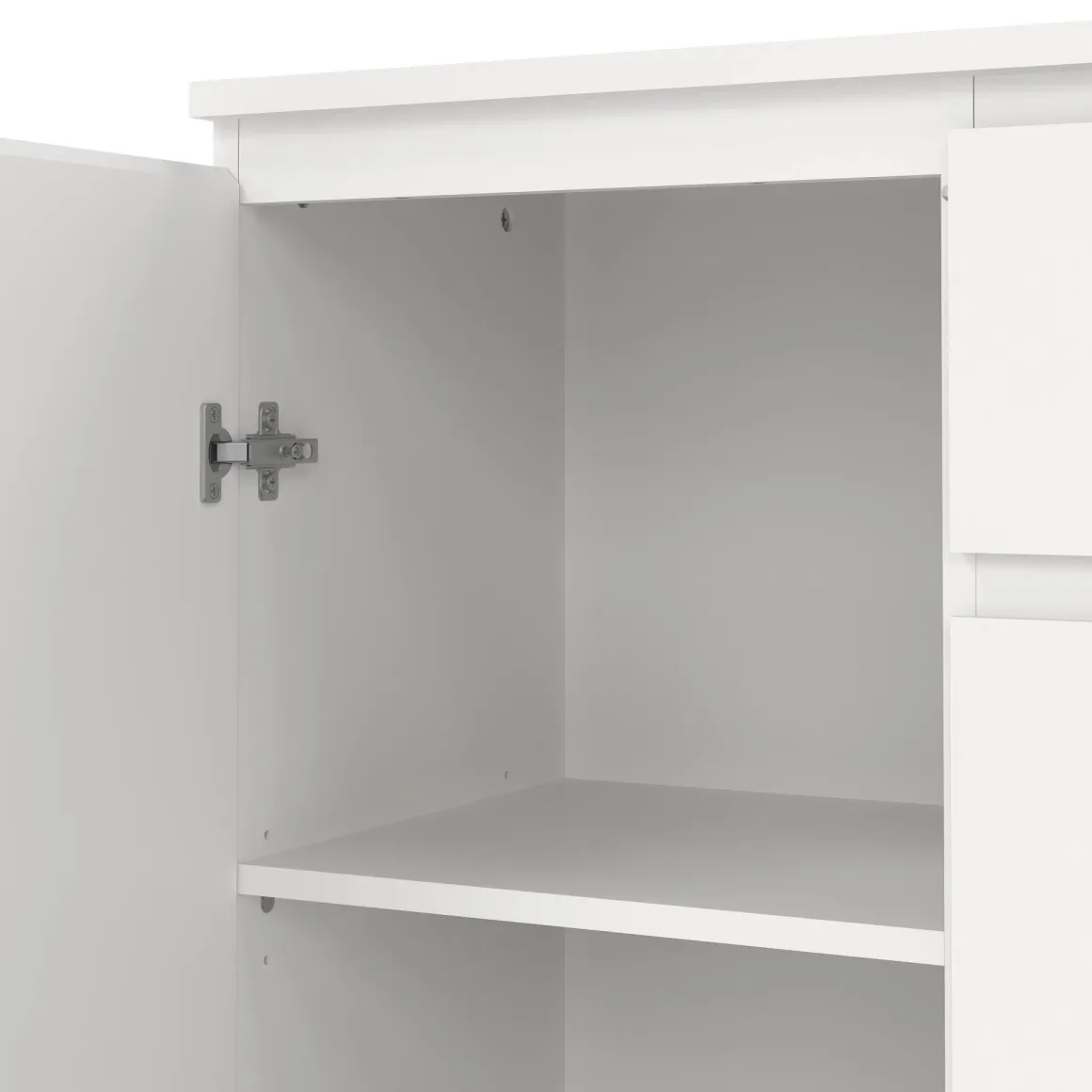 Credenza bianca 119x40x83h cm 2 ante e 3 cassetti - Zumpano