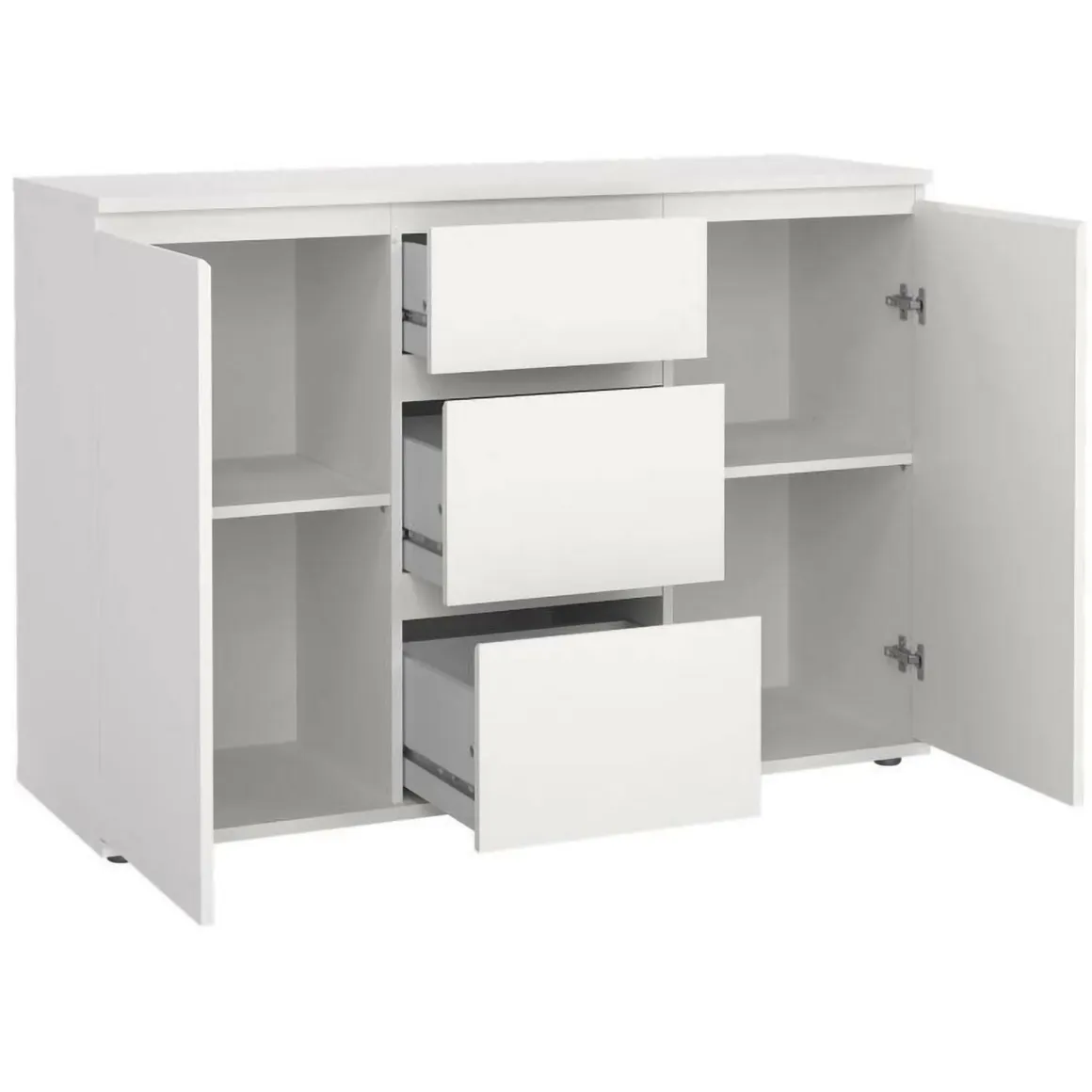 Credenza bianca 119x40x83h cm 2 ante e 3 cassetti - Zumpano