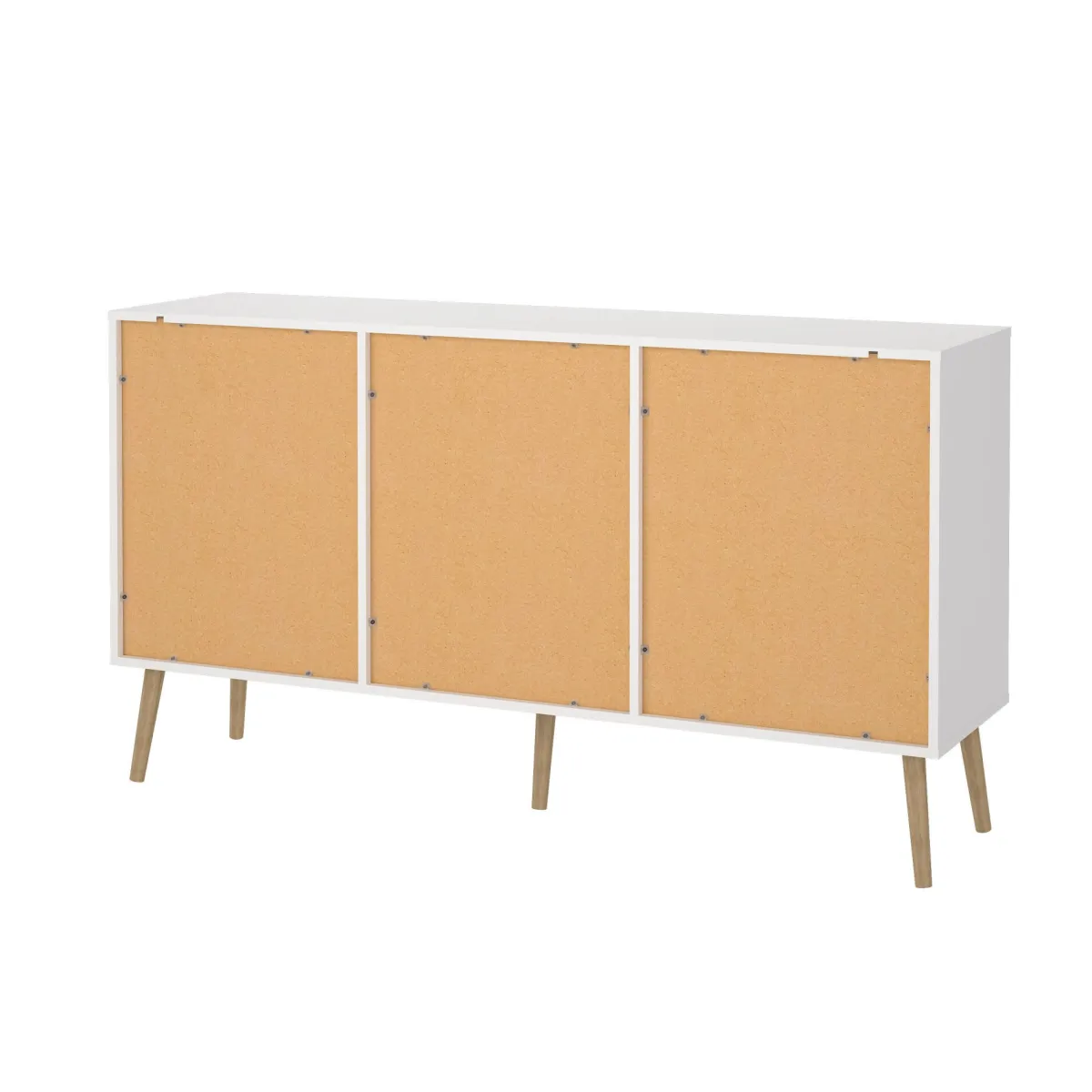 Madie|Credenze > Dmora Credenza bianca 147x39x81h cm 2 ante e 3 cassetti - Erina Bianco