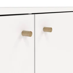 Madie|Credenze > Dmora Credenza bianca 147x39x81h cm 2 ante e 3 cassetti - Erina Bianco