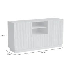 Credenza bianca 150x40x78h cm 2 ante e 1 cassetto - Serchio