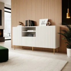 Credenza bianca 150x42x82h cm 2 ante e 1 cassetto - Stornara