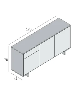 Madie|Credenze > Dmora Credenza bianca 178x40x113h cm 2 ante e 2 cassetti - Albinea Bianco