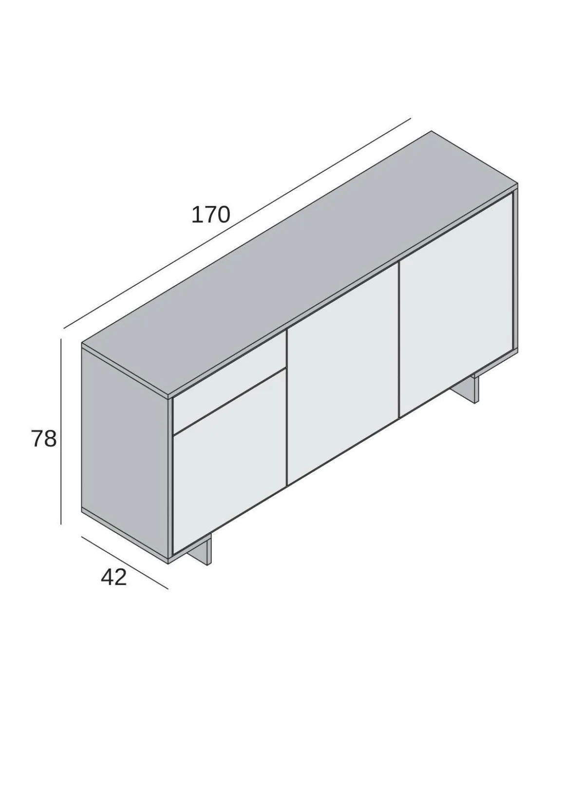 Madie|Credenze > Dmora Credenza bianca 178x40x113h cm 2 ante e 2 cassetti - Albinea Bianco