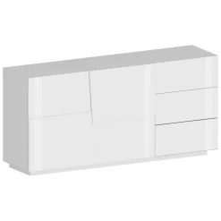 Cucina|Madie > Dmora Credenza bianca 180x44x86h cm 2 ante e 3 cassetti - Avelignese Bianco