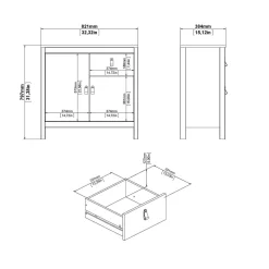 Madie|Credenze > Dmora Credenza bianca 82x38x79h cm 2 ante e 1 cassetto - Romagna Bianco