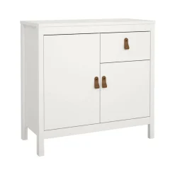 Madie|Credenze > Dmora Credenza bianca 82x38x79h cm 2 ante e 1 cassetto - Romagna Bianco