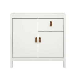 Madie|Credenze > Dmora Credenza bianca 82x38x79h cm 2 ante e 1 cassetto - Romagna Bianco