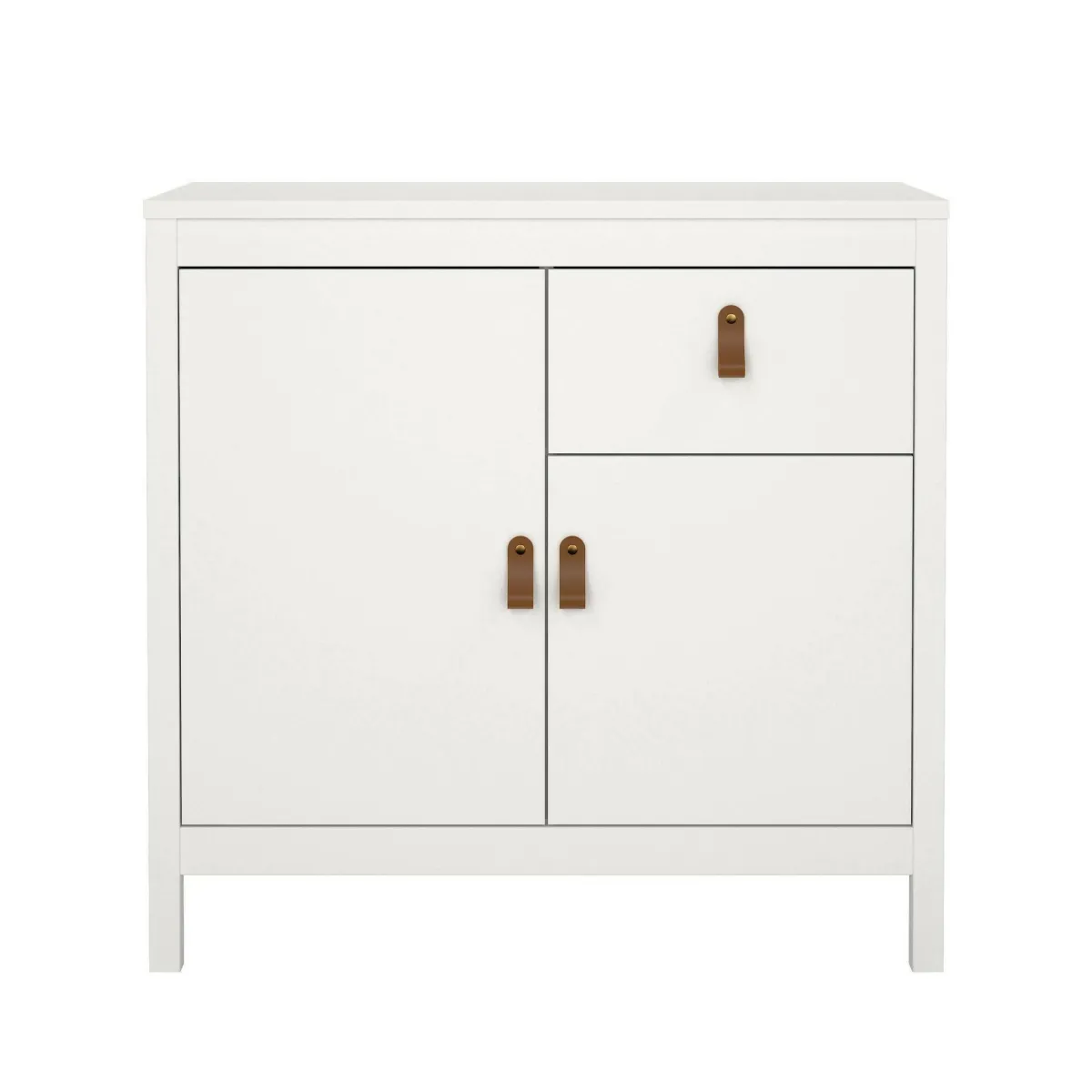 Madie|Credenze > Dmora Credenza bianca 82x38x79h cm 2 ante e 1 cassetto - Romagna Bianco