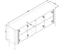 Madie|Credenze > Dmora Credenza bianca 190x39x80h cm 4 ante - Laion Bianco