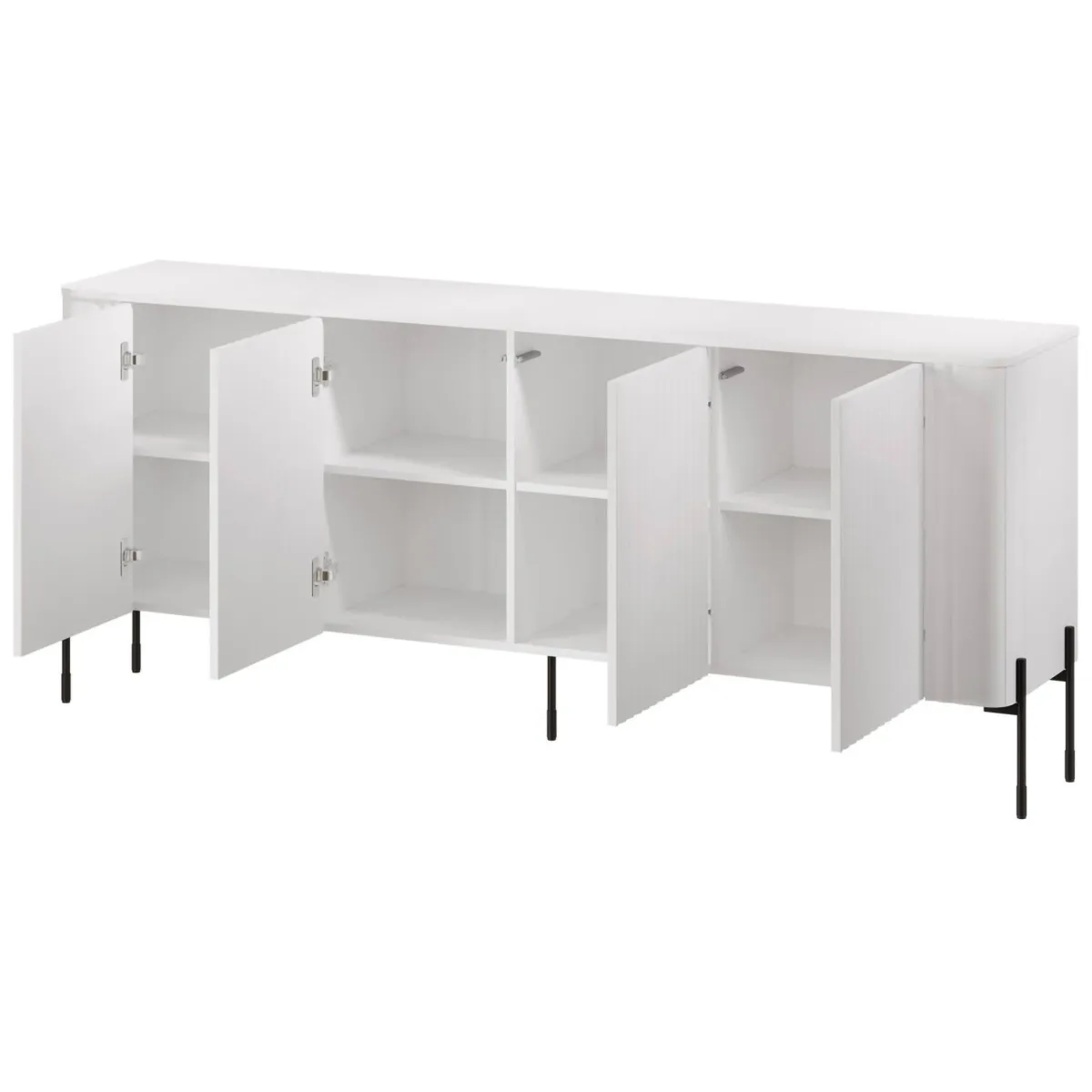 Madie|Credenze > Dmora Credenza bianca 190x39x80h cm 4 ante - Laion Bianco