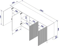 Credenza bianca 200x42x82h cm 4 ante - Londa