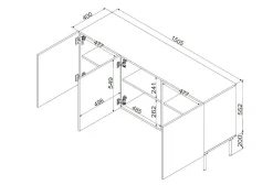 Credenza bianca 151x40x75h cm 3 ante - Vigasio