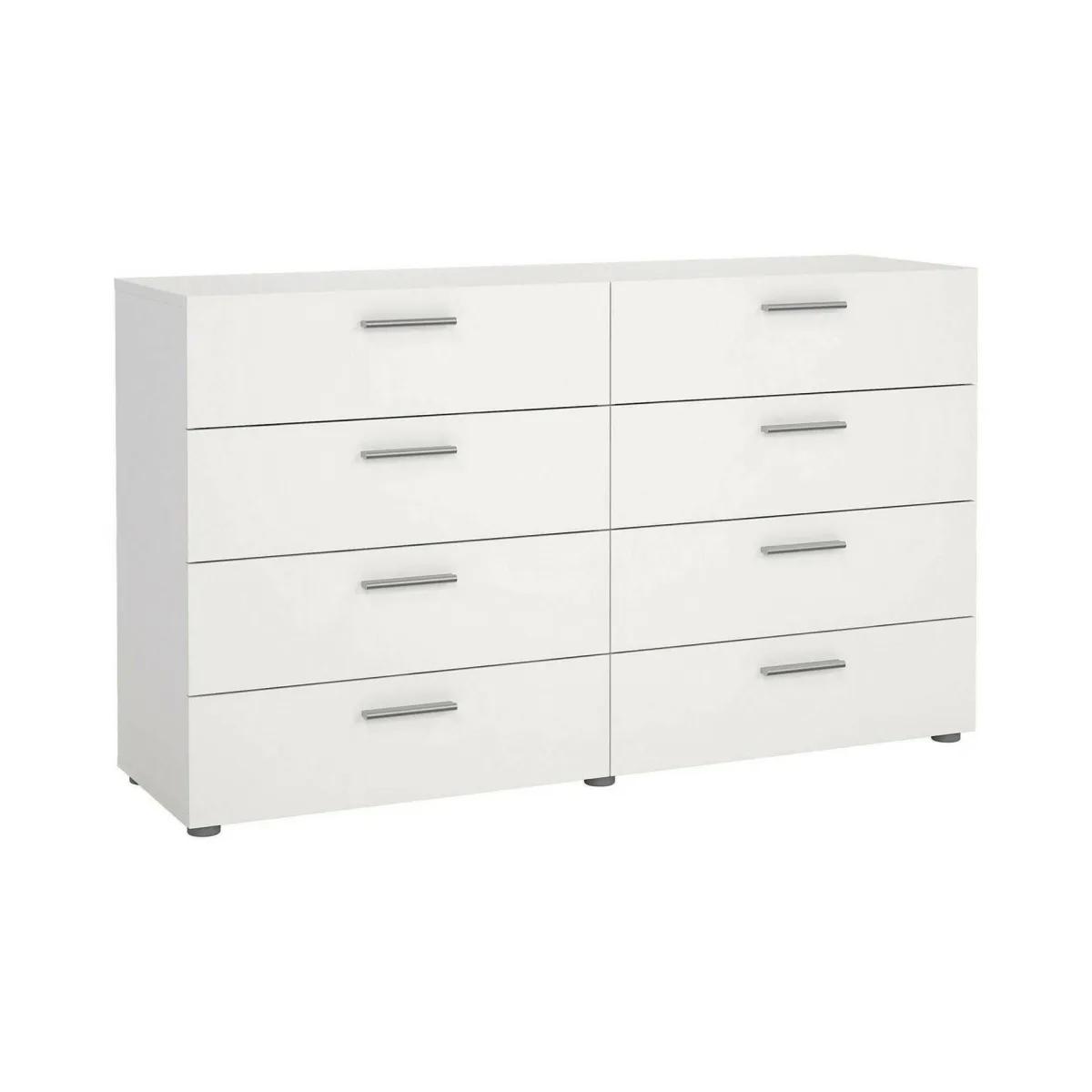Madie|Credenze > Dmora Credenza bianca 140x40x81h cm 8 cassetti - Phethai Bianco