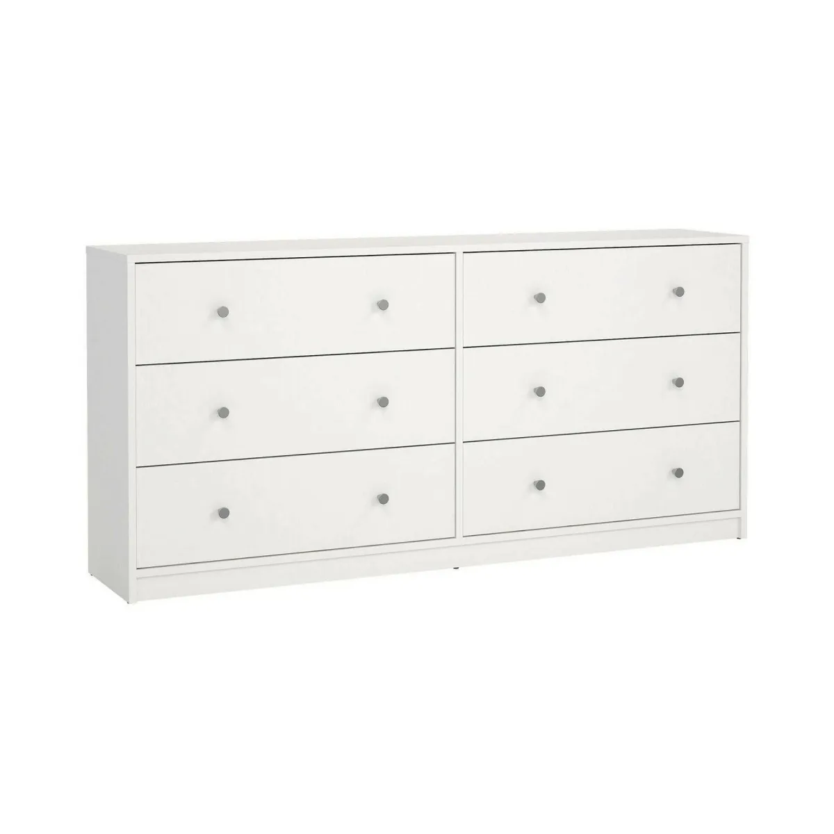 Madie|Credenze > Dmora Credenza bianca 143x30x68h cm 6 cassetti - Rick Bianco