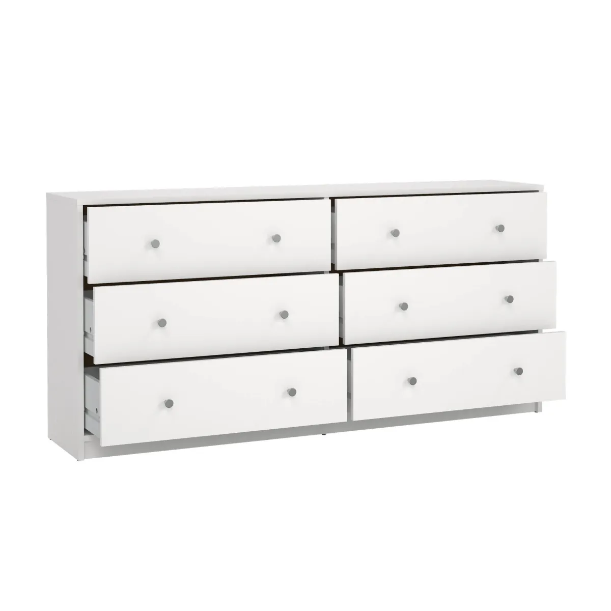 Madie|Credenze > Dmora Credenza bianca 143x30x68h cm 6 cassetti - Rick Bianco
