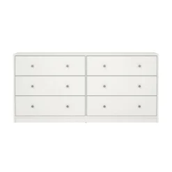 Madie|Credenze > Dmora Credenza bianca 143x30x68h cm 6 cassetti - Rick Bianco