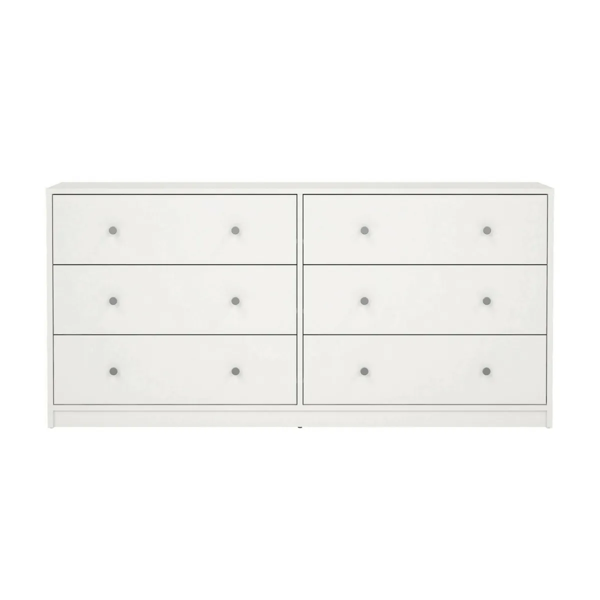 Madie|Credenze > Dmora Credenza bianca 143x30x68h cm 6 cassetti - Rick Bianco