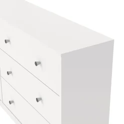 Madie|Credenze > Dmora Credenza bianca 143x30x68h cm 6 cassetti - Rick Bianco