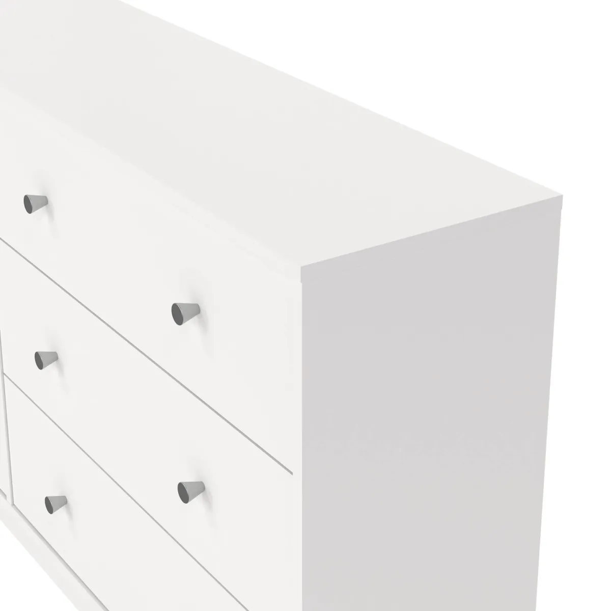 Madie|Credenze > Dmora Credenza bianca 143x30x68h cm 6 cassetti - Rick Bianco