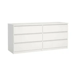 Madie|Credenze > Dmora Credenza bianca 153x50x70h cm 6 cassetti - Abacadabra Bianco